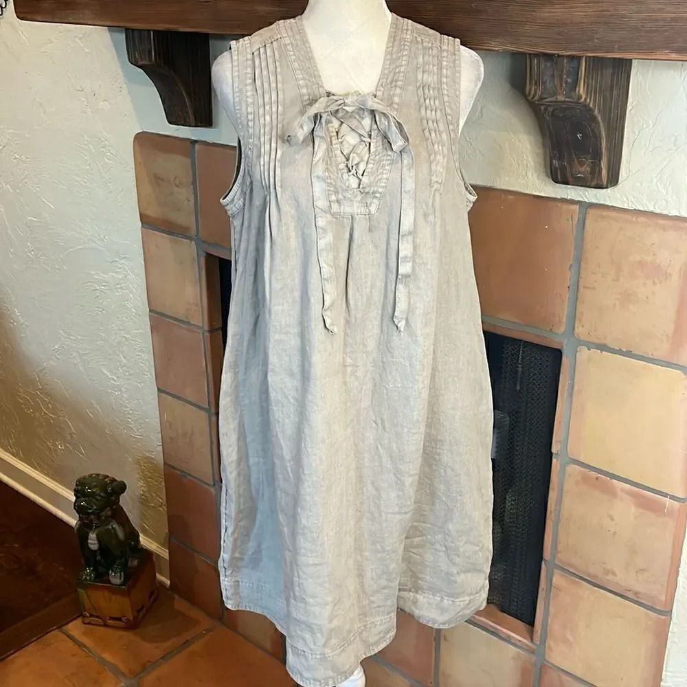 Rachel Zoe Light Gray Sleeveless Linen Blend Tunic Dress